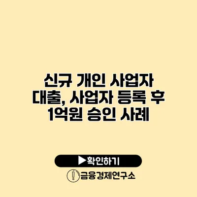 신규 개인 사업자 대출, 사업자 등록 후 1억원 승인 사례