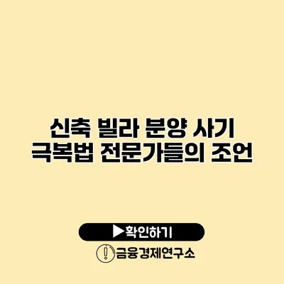 신축 빌라 분양 사기 극복법 전문가들의 조언
