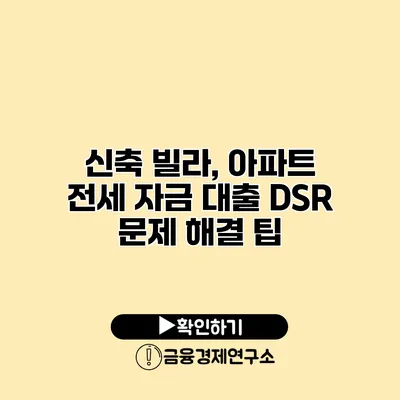 신축 빌라, 아파트 전세 자금 대출 DSR 문제 해결 팁