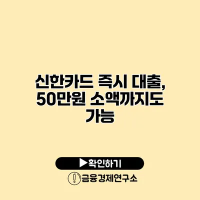 신한카드 즉시 대출, 50만원 소액까지도 가능