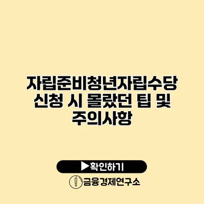 자립준비청년자립수당 신청 시 몰랐던 팁 및 주의사항