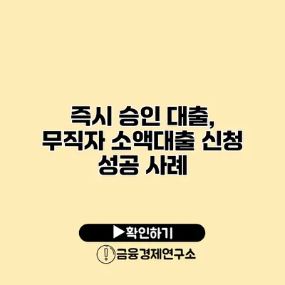 즉시 승인 대출, 무직자 소액대출 신청 성공 사례