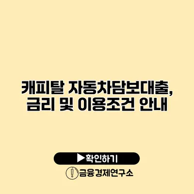 캐피탈 자동차담보대출, 금리 및 이용조건 안내