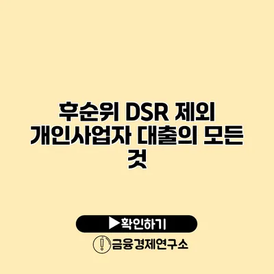 후순위 DSR 제외 개인사업자 대출의 모든 것