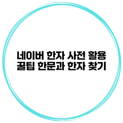네이버 한자 사전 활용 꿀팁 한문과 한자 찾기