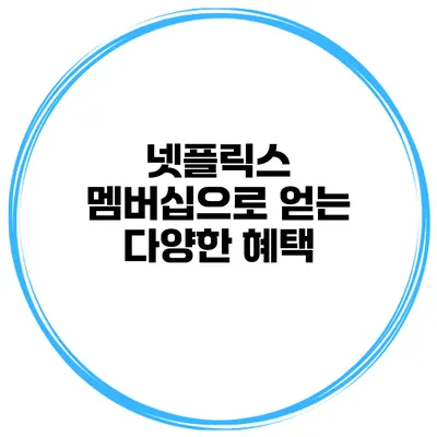 넷플릭스 멤버십으로 얻는 다양한 혜택