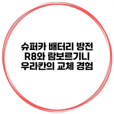 슈퍼카 배터리 방전 R8와 람보르기니 우라칸의 교체 경험
