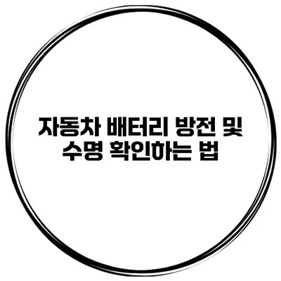 자동차 배터리 방전 및 수명 확인하는 법