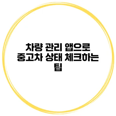 차량 관리 앱으로 중고차 상태 체크하는 팁