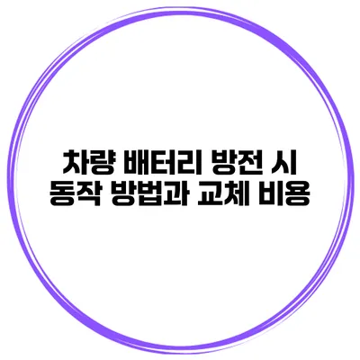 차량 배터리 방전 시 동작 방법과 교체 비용